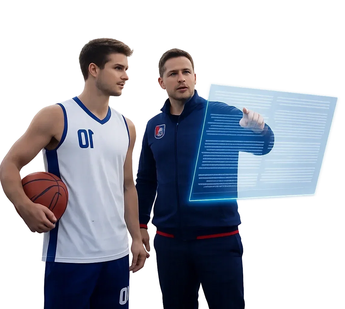 Coach reviewing player performance Coach reviewing player performance